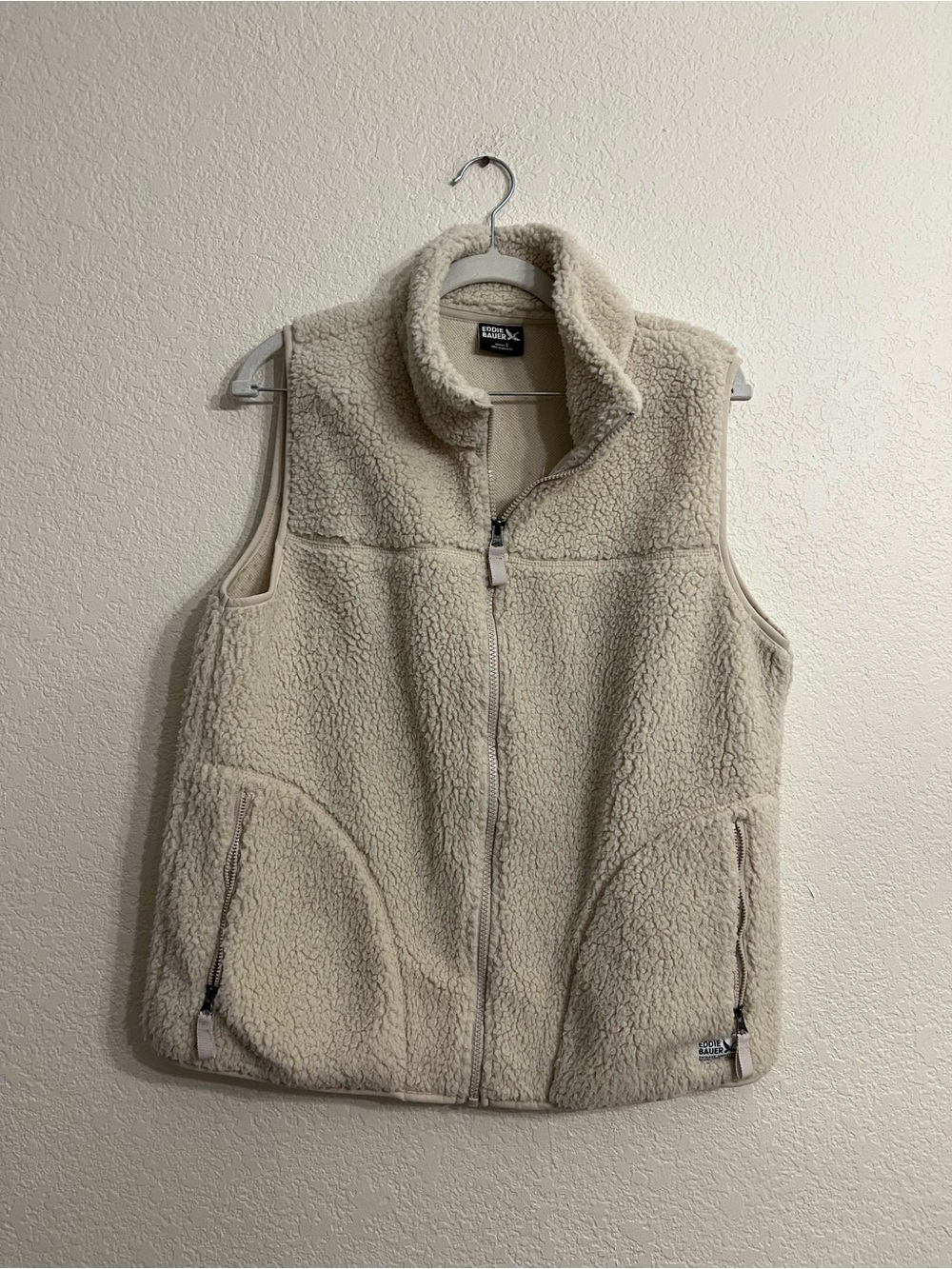 Eddie Bauer Cream Sherpa Fleece Vest